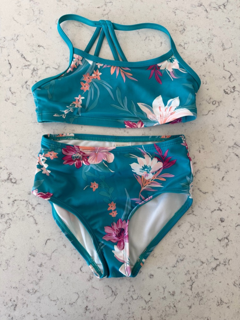 OshKosh B'gosh Teal Floral Two-Piece Bikini Set